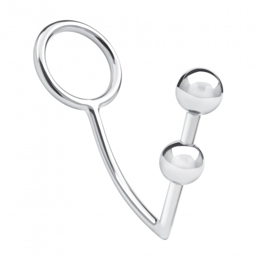Кольцо на пенис с анальным стимулятором Two Bead Stainless Steel Anal Hook   Cock Ring - BlueLine - в Рыбинске купить с доставкой