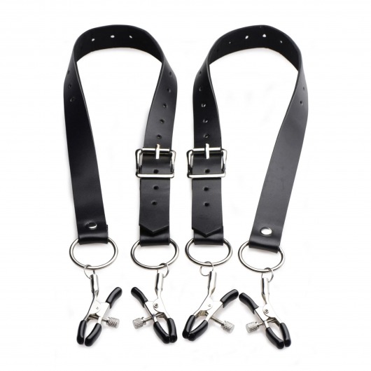 Ремни с зажимами для половых губ Spread Labia Spreader Straps with Clamps - XR Brands - купить с доставкой в Рыбинске