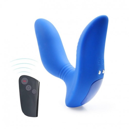 Синий вибромассажер простаты 3,5’’ Remote Control Curve P-spot Massager - 12 см. - Erokay - в Рыбинске купить с доставкой