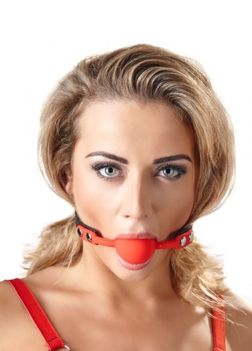 Силиконовый кляп-шар на чёрных ремешках Red Gag silicone - Orion - купить с доставкой в Рыбинске