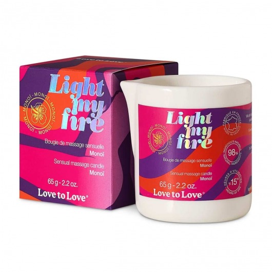 Массажная свеча Light My Fire с ароматом моной - 80 мл. - Love to Love - купить с доставкой в Рыбинске