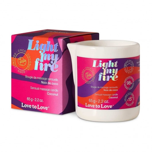 Массажная свеча Light My Fire Coconut с ароматом кокоса - 65 гр. - Love to Love - купить с доставкой в Рыбинске