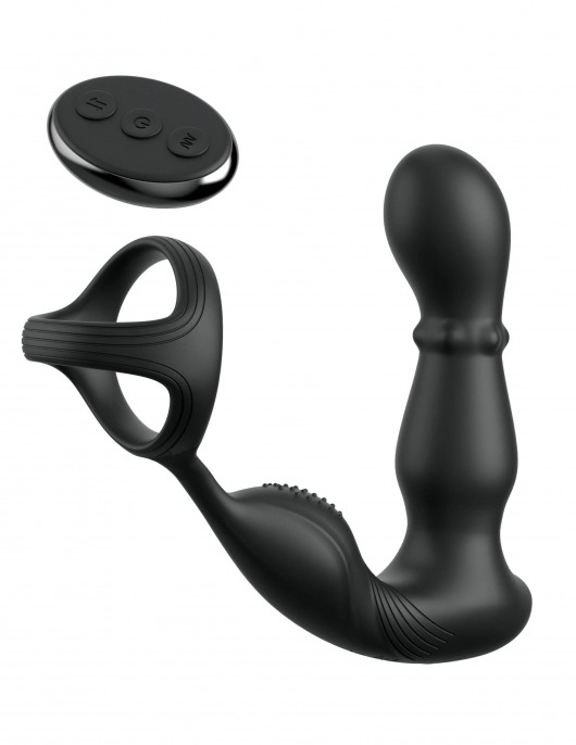 Черный вибростимулятор простаты с кольцом Ass-gasm Slide   Glide - Pipedream - в Рыбинске купить с доставкой
