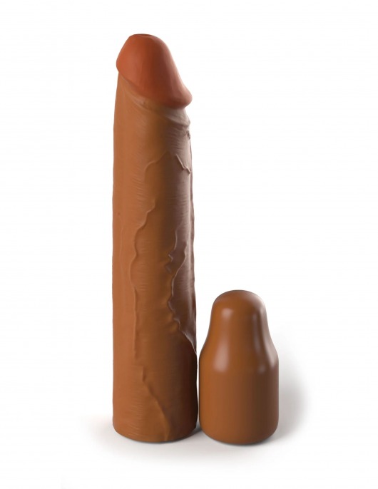 Коричневая насадка на член 2  Silicone X-tension - 20,3 см. - Pipedream - в Рыбинске купить с доставкой