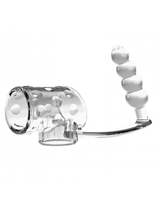 Прозрачная насадка на пенис и мошонку с анальным стимулятором Rilley - Baile - в Рыбинске купить с доставкой