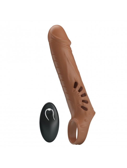 Коричневая вибронасадка с подхватом мошонки и пультом ДУ - Baile - в Рыбинске купить с доставкой