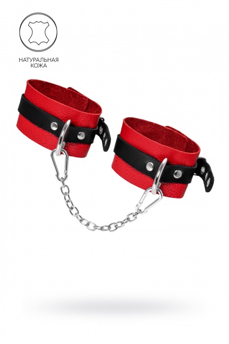 Красно-черные мягкие оковы с одним ремешком и люверсами - Pecado - купить с доставкой в Рыбинске