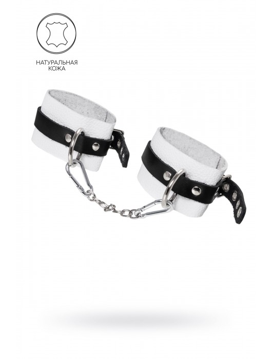 Бело-черные мягкие оковы с одним ремешком и люверсами - Pecado - купить с доставкой в Рыбинске