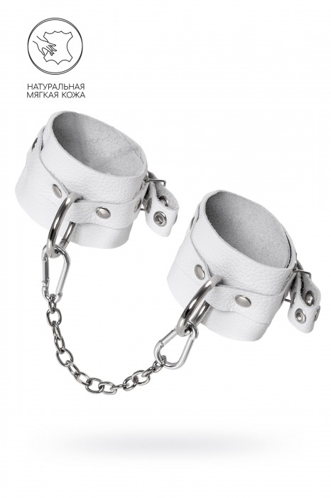 Белые мягкие кожаные оковы с люверсами - Pecado - купить с доставкой в Рыбинске
