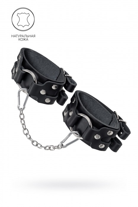 Черные кожаные оковы с двумя ремешками - Pecado - купить с доставкой в Рыбинске