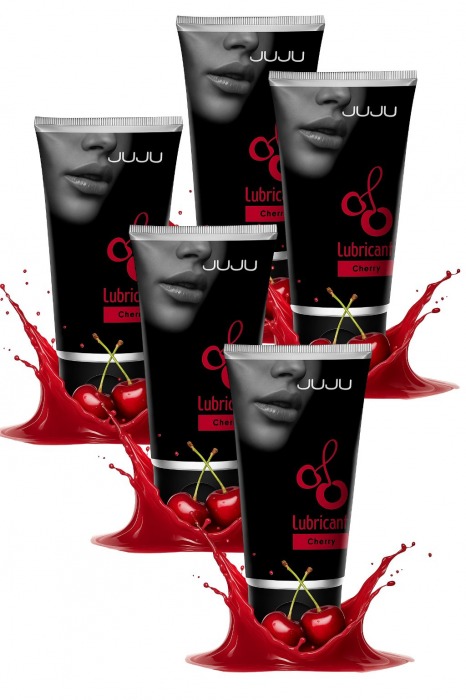 Набор из 5 съедобных лубрикантов JUJU со вкусом вишни - JuJu - купить с доставкой в Рыбинске