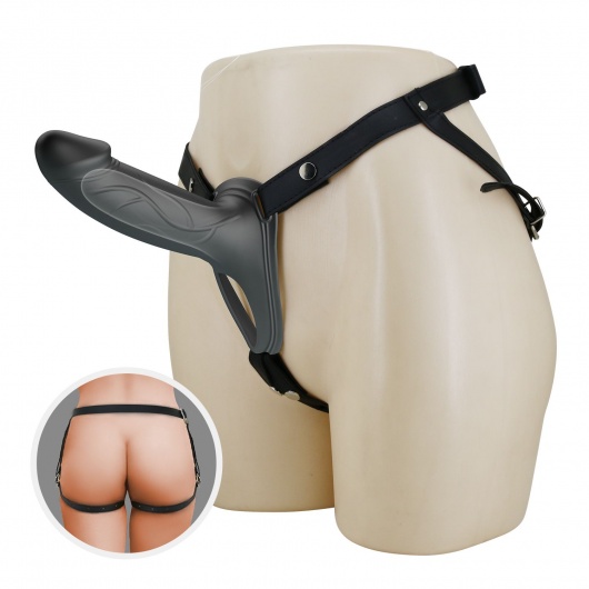 Черный полый мужской страпон London - 16,8 см. - Baile - купить с доставкой в Рыбинске