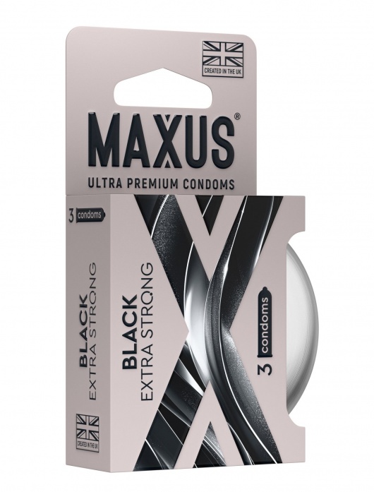 Черные утолщенные презервативы MAXUS Extra Strong с железным кейсом - 3 шт. - Maxus - купить с доставкой в Рыбинске