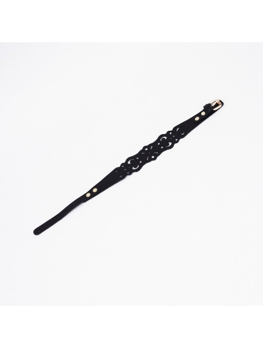 Черный ажурный чокер с золотистой фурнитурой - Crazy Handmade - купить с доставкой в Рыбинске