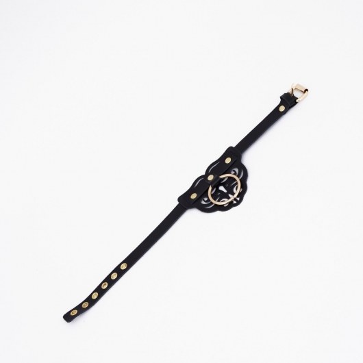 Черный чокер с клепками и золотистой фурнитурой - Crazy Handmade - купить с доставкой в Рыбинске