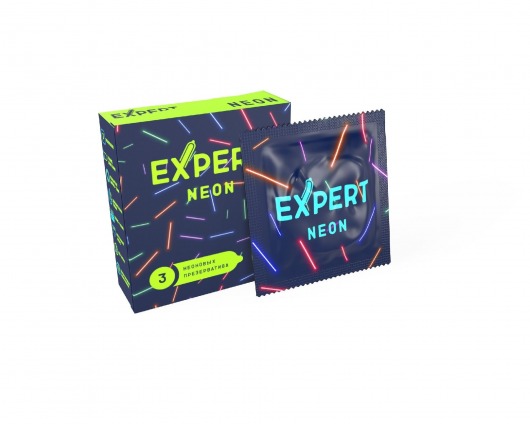 Светящиеся в темноте презервативы Expert Neon - 3 шт. - Expert - купить с доставкой в Рыбинске