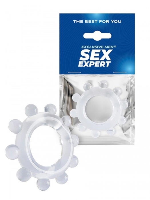 Прозрачное эрекционное кольцо со стимулирующими шариками - Sex Expert - в Рыбинске купить с доставкой