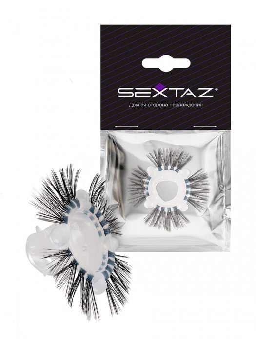 Эластичное эрекционное кольцо с черными «ресничками» - Sextaz - в Рыбинске купить с доставкой