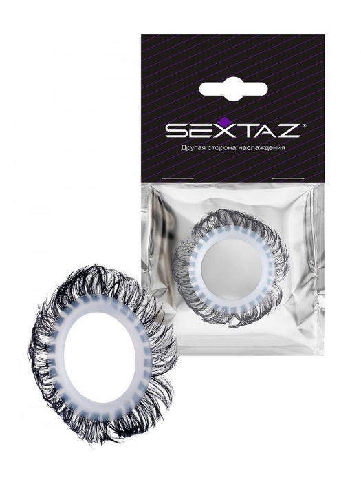 Эластичное эрекционное колечко с черными «ресничками» - Sextaz - в Рыбинске купить с доставкой