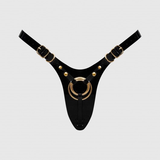 Черный пояс для фиксации насадок Strap-On-Me Leatherette Harness Fabulous - Strap-on-me - купить с доставкой в Рыбинске