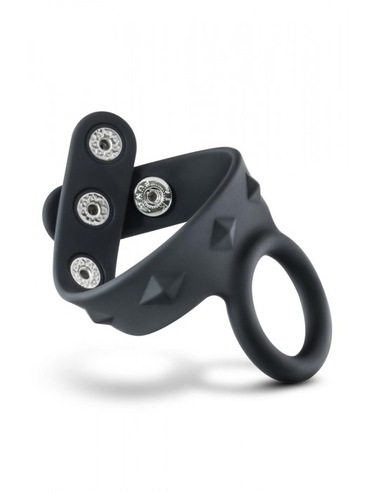 Черное эрекционное кольцо с подхватом мошонки на кнопках VS6 - Blush Novelties - в Рыбинске купить с доставкой