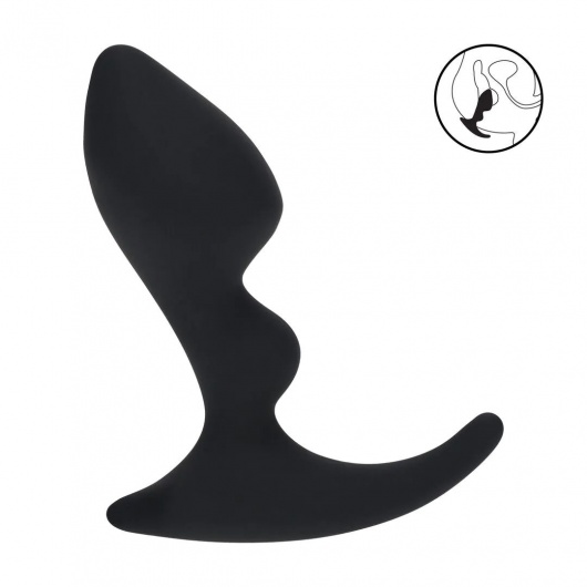 Черная анальная пробка для массажа простаты Double Ripple Silicone Prostate Massager - Shots Media BV - в Рыбинске купить с доставкой