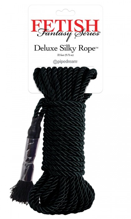 Черная веревка для фиксации Deluxe Silky Rope - 9,75 м. - Pipedream - купить с доставкой в Рыбинске