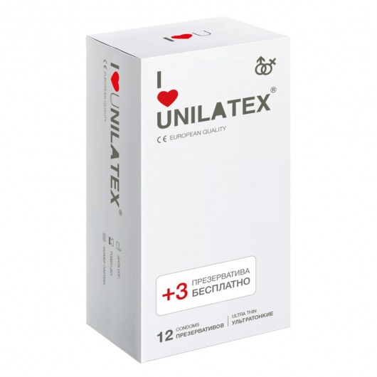 Ультратонкие презервативы Unilatex Ultra Thin - 12 шт. + 3 шт. в подарок - Unilatex - купить с доставкой в Рыбинске