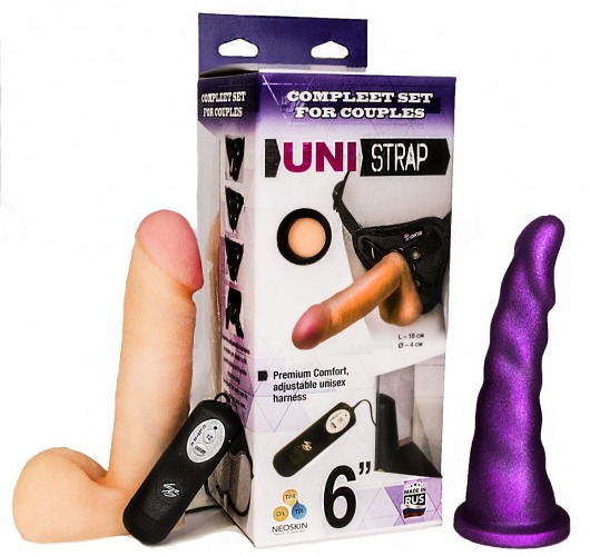 Вибрострапон с двумя насадками UniStrap - 18 и 18 см. - LOVETOY (А-Полимер) - купить с доставкой в Рыбинске