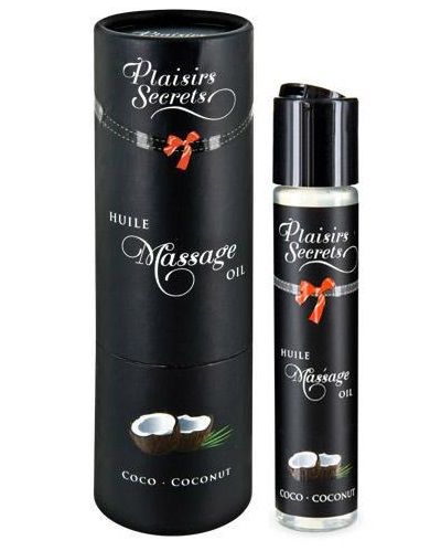 Массажное масло с ароматом кокоса Huile de Massage Gourmande Coco - 59 мл. - Plaisir Secret - купить с доставкой в Рыбинске