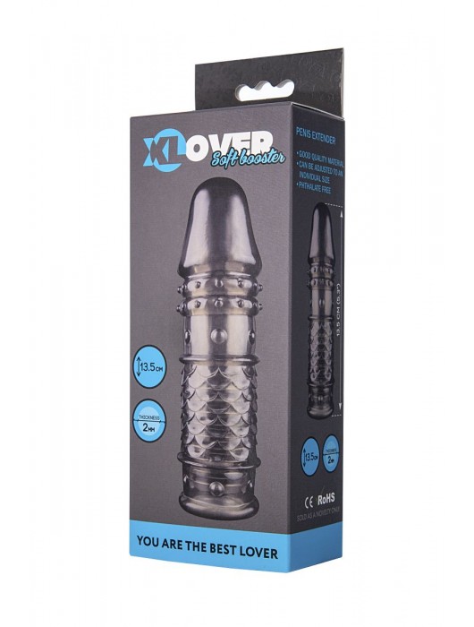 Дымчатая закрытая насадка ToyFa XLover с чешуйками и пупырышками - 13,5 см. - ToyFa - в Рыбинске купить с доставкой