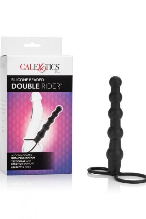 Насадка на пенис для двойного проникновения Silicone Beaded Double Rider - 14 см. - California Exotic Novelties - в Рыбинске купить с доставкой