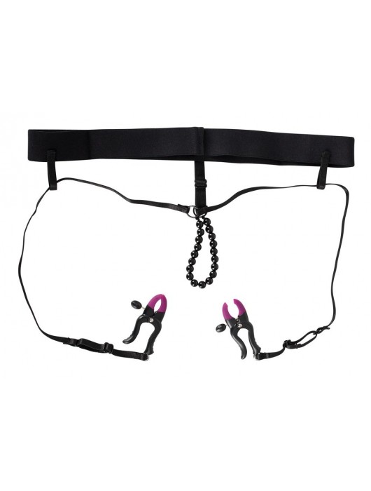 Трусики с зажимами для половых губ и бусинками для массажа промежности - Orion - купить с доставкой в Рыбинске