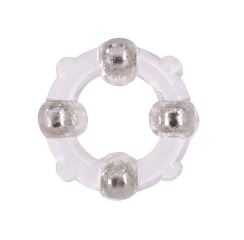 Эрекционное кольцо с 4 бусинами MENZSTUFF STUD RING CLEAR - Dream Toys - в Рыбинске купить с доставкой