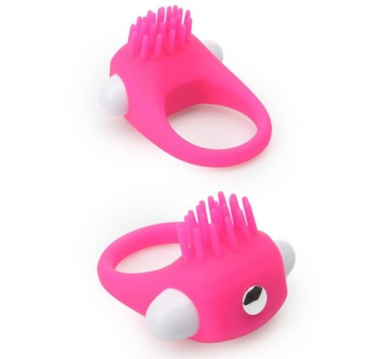 Розовое эрекционное кольцо с щеточкой LIT-UP SILICONE STIMU RING 5 - Dream Toys - в Рыбинске купить с доставкой