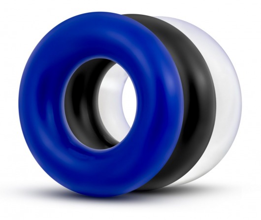 Набор из 3 разноцветных колец Stay Hard Donut Rings - Blush Novelties - в Рыбинске купить с доставкой
