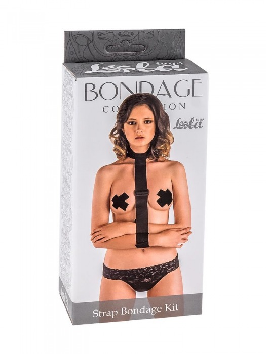 Ошейник с длинной лентой и наручниками Strap Bondage Kit Plus Size - Lola Games - купить с доставкой в Рыбинске