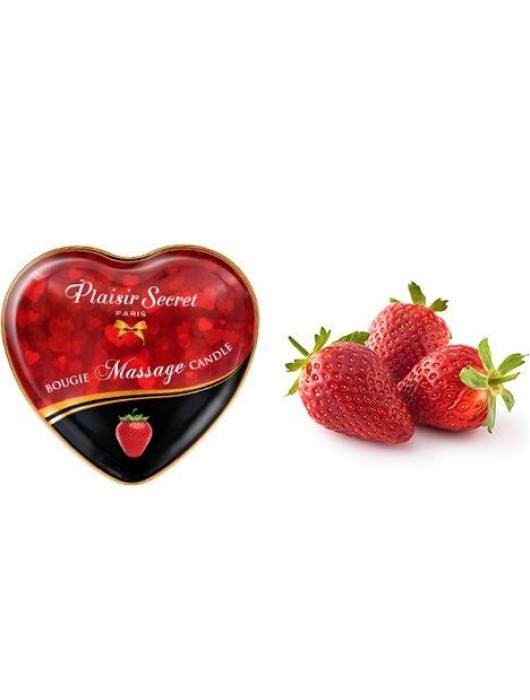 Массажная свеча с ароматом клубники Bougie Massage Candle - 35 мл. - Plaisir Secret - купить с доставкой в Рыбинске