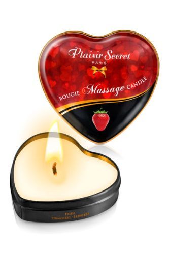 Массажная свеча с ароматом клубники Bougie Massage Candle - 35 мл. - Plaisir Secret - купить с доставкой в Рыбинске