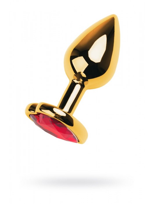 Золотистая анальная пробка с кристаллом-сердцем - 7,5 см. - ToyFa - купить с доставкой в Рыбинске