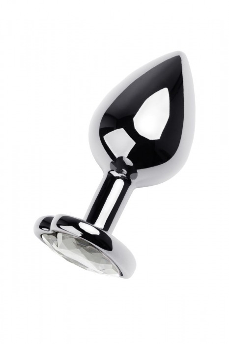 Серебристая анальная пробка с прозрачным кристаллом-сердцем - 8 см. - ToyFa - купить с доставкой в Рыбинске