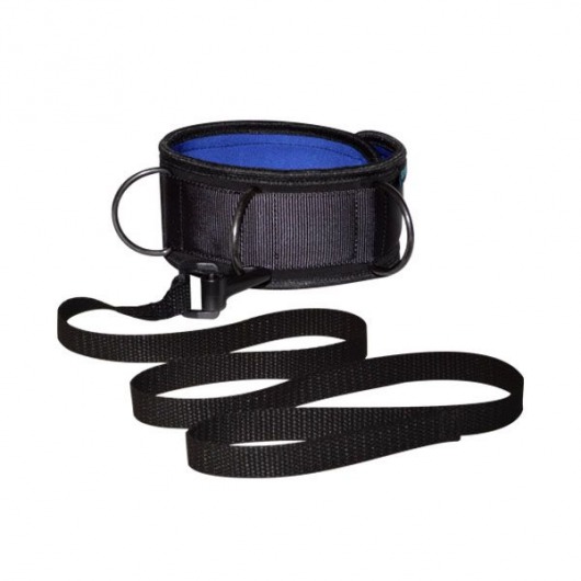 Чёрно-синий неопреновый ошейник с поводком - Sitabella - купить с доставкой в Рыбинске