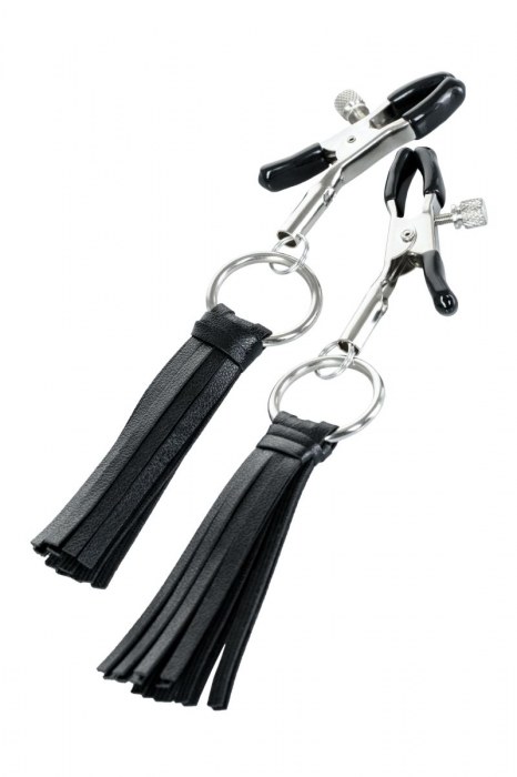 Черно-серебристые зажимы для сосков Theatre с кисточками - ToyFa - купить с доставкой в Рыбинске