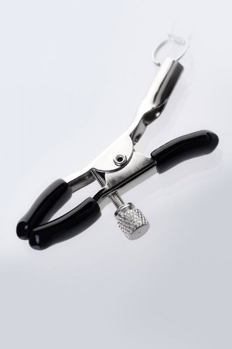 Серебристо-чёрные зажимы для сосков с кольцом для пениса TOYFA Metal - ToyFa - купить с доставкой в Рыбинске